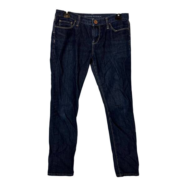Banana Republic Jeans Womens 27 Petite Blue Denim Mid-Rise Skinny Leg Zip Fly - Picture 1 of 16
